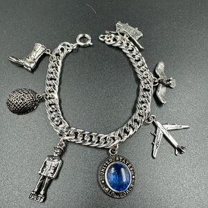 United States Air Force Charm Bracelet Boot Eagle Jet Soldier Helmet Helicopter